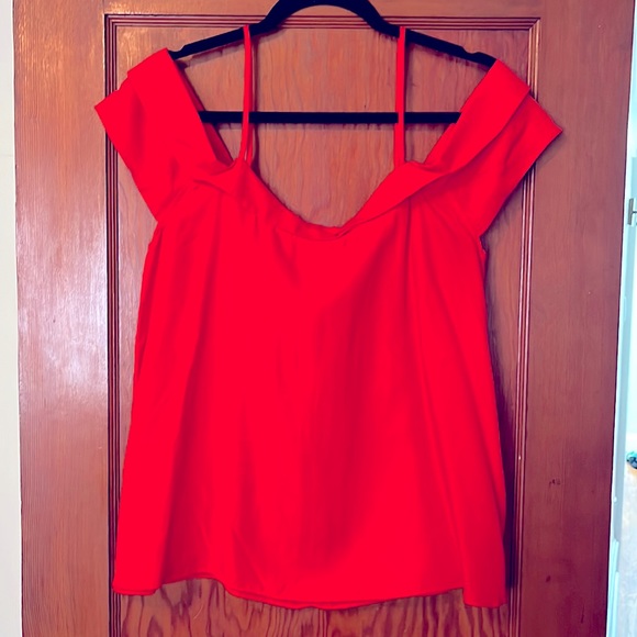 Paper Crown | Red Open Shoulder Blouse | Size M - Picture 2 of 3